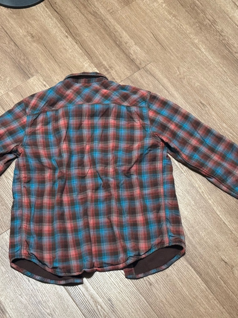 Prana Multicolor Plaid Waffle Knit Lined Snap Button Flannel Mens Medium - Picture 7 of 7